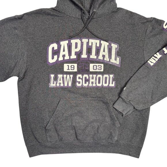 Capital Law School Hoodie Sweatshirt Large Gray Pullover Champion Eco Fleece - Picture 6 of 11